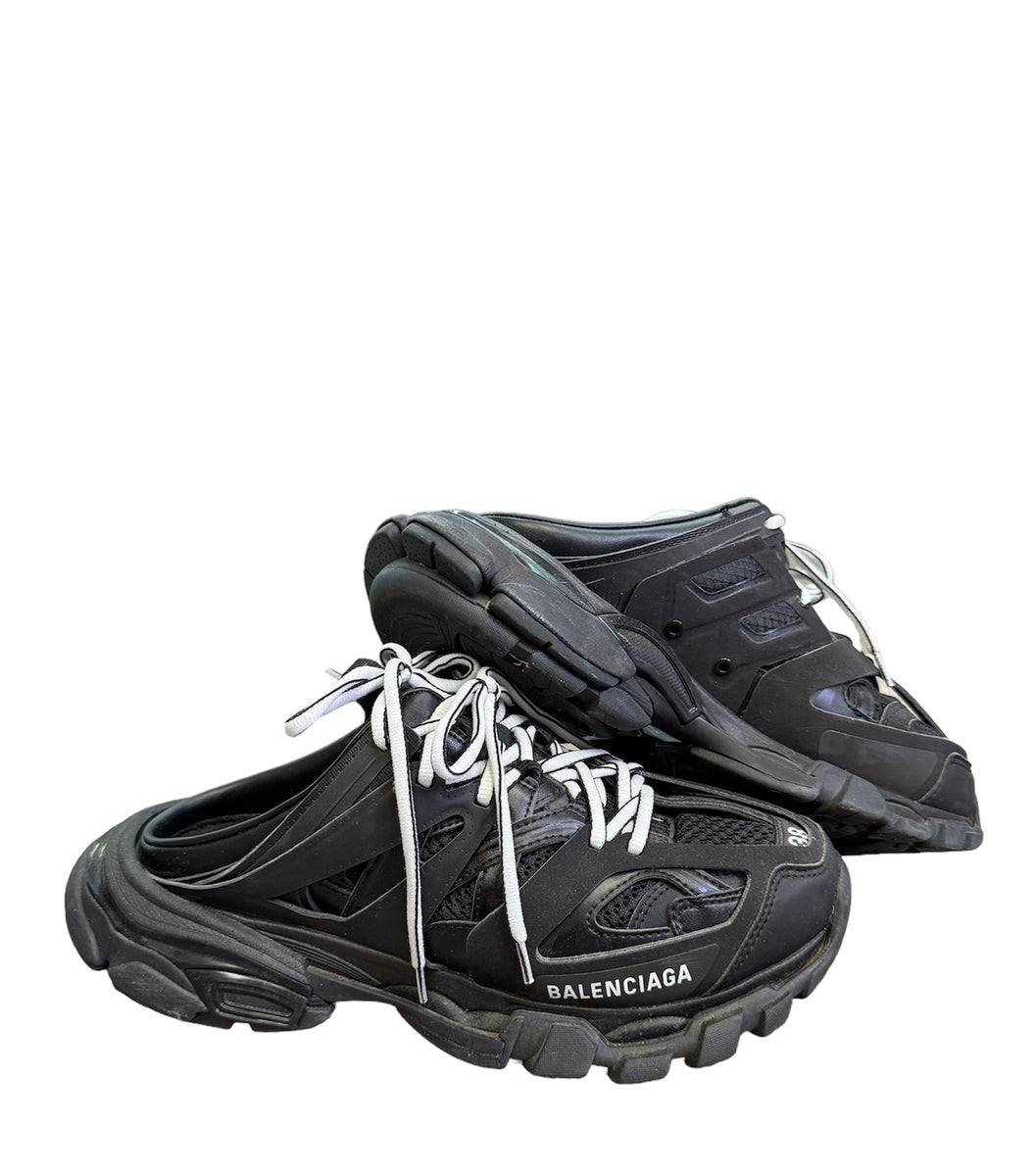 【美品】BALENCIAGA TRACK MULE ブラック 653814 Balenciaga Track Mule Black White Men's - 653814W3DA49019 - US