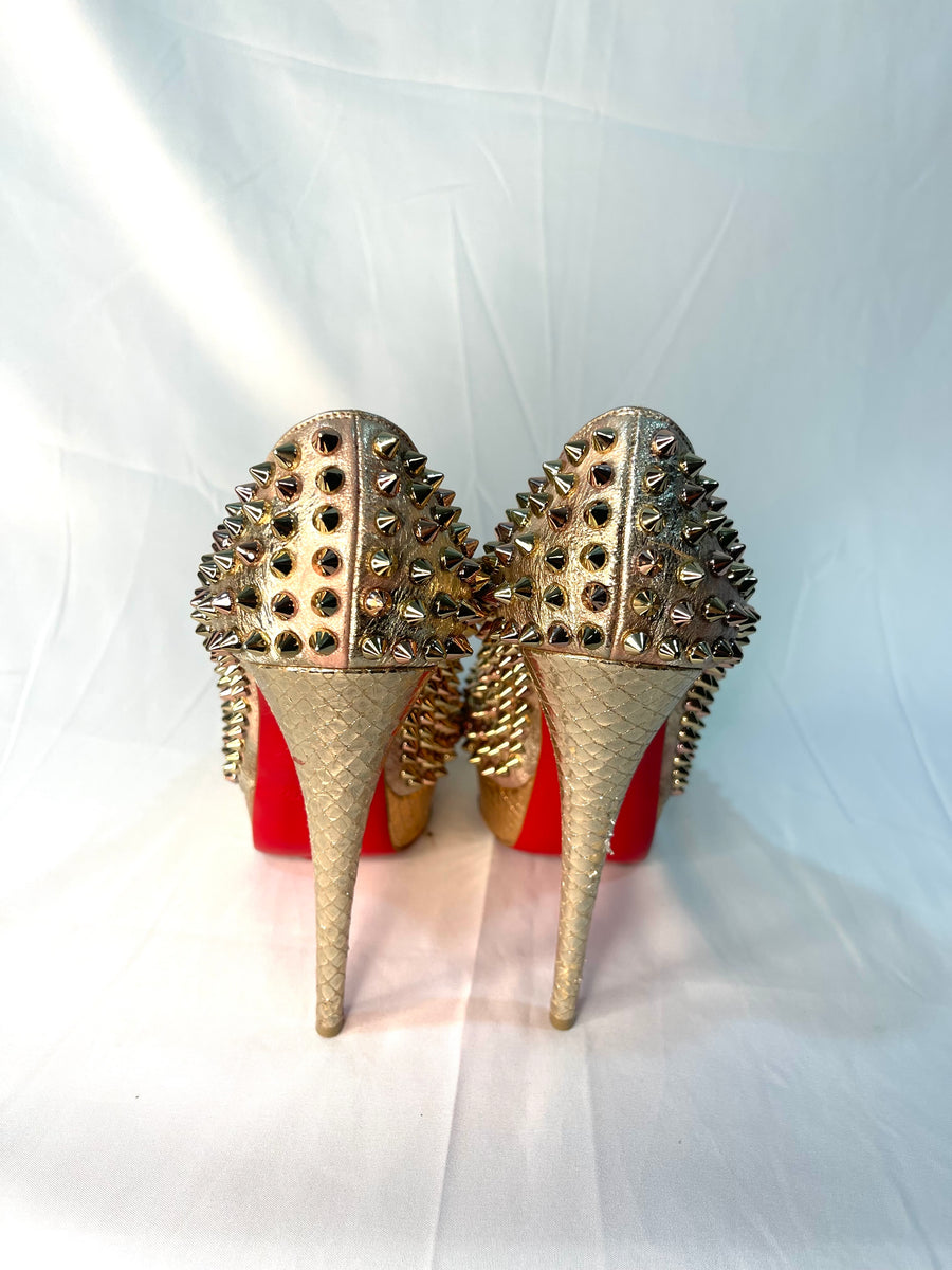 Christian Louboutin Gold Studded Heel Shoes Christian Louboutin | Collaclou 100 pvc gold studs pumps  main image 4