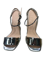 Load image into Gallery viewer, Fendi Calfskin Ffreedom Metallic Silver Sandal Heel