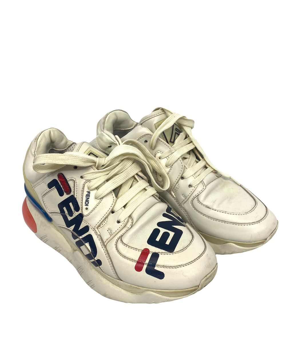 Fendi Leather Fila Mania Logo Low Top Sneakers –1