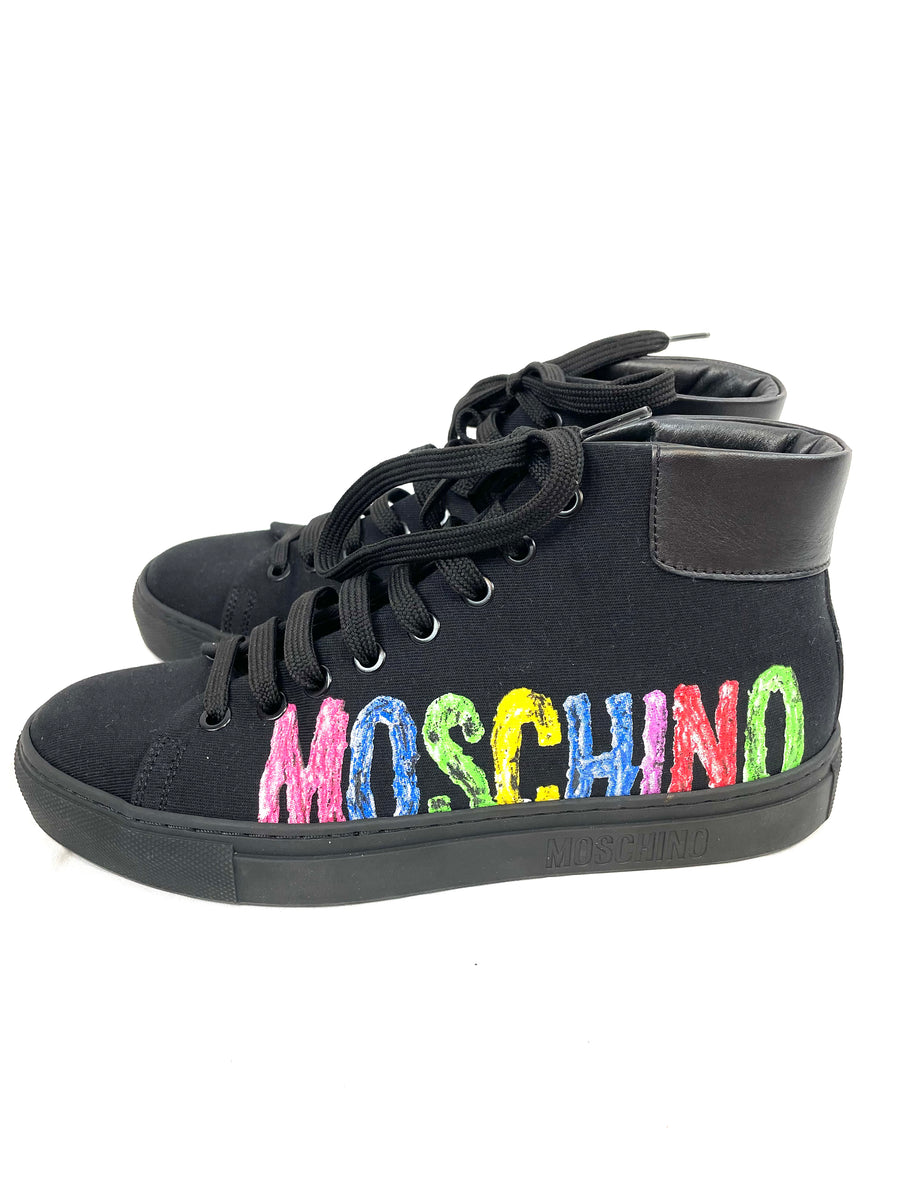 Moschino Black Rainbow Logo Sneakers – thankunext.us