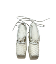 Load image into Gallery viewer, Bottega Veneta White Sporty Web Wedge Espadrilles Leather Crochet
