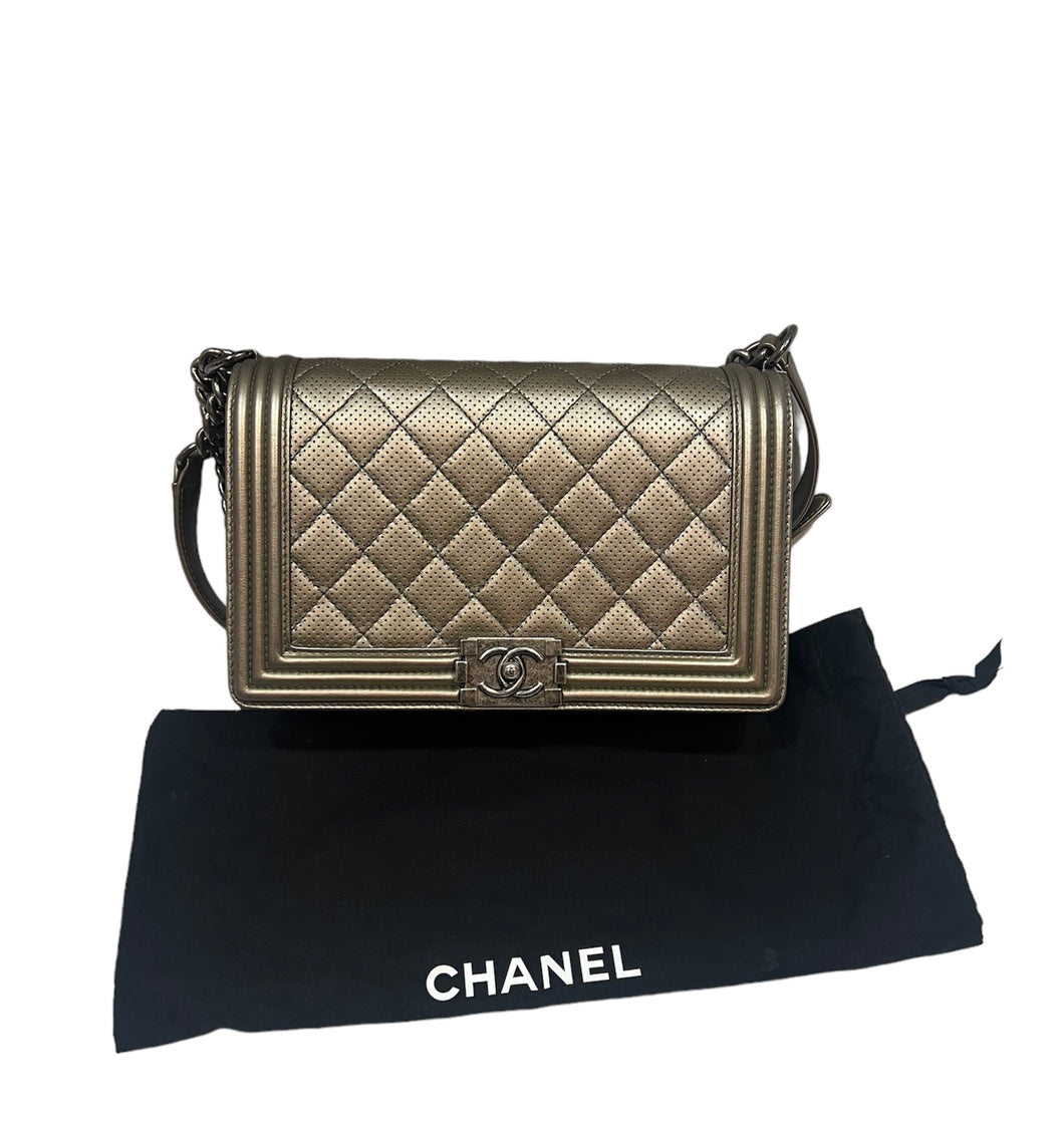 Chanel Boy Bag Metallic Old Medium