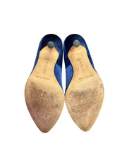 Load image into Gallery viewer, Manolo Blahnik Blue Satin Heels
