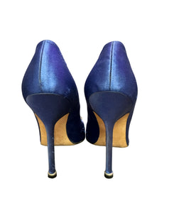 Manolo Blahnik Blue Satin Heels