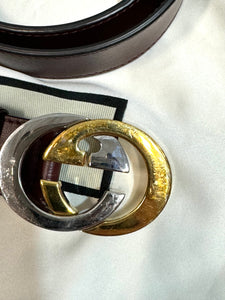 Gucci 2 toned wine belt