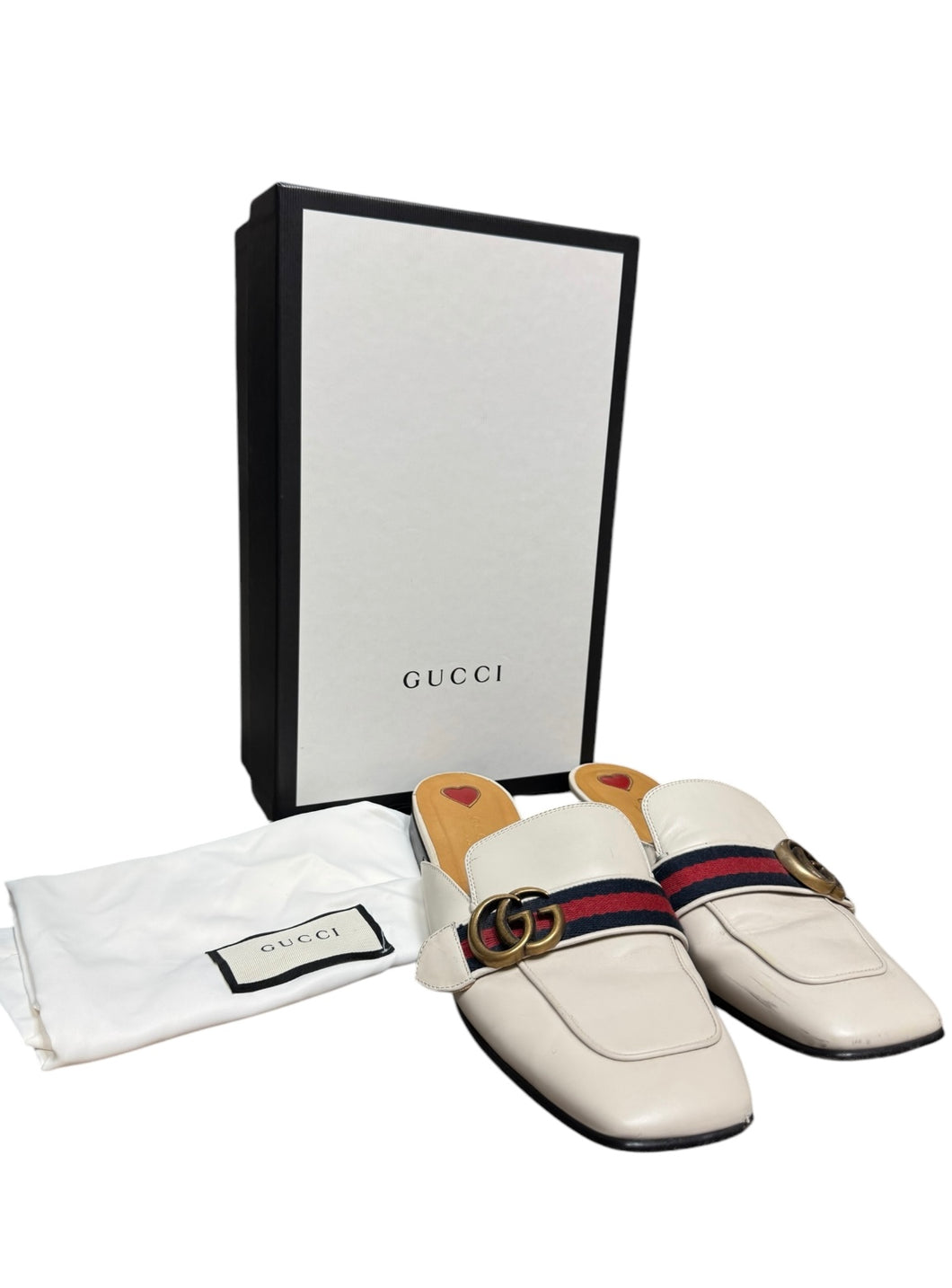 Gucci Peyton Double G White Mules