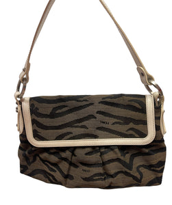 FENDI VINTAGE ANIMAL PRINT SHOULDER BAG