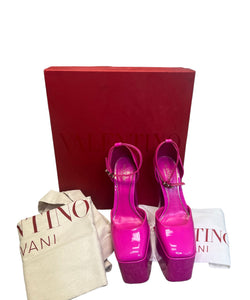 Valentino Garavani Discobox Patent Leather Pink Platform Pumps 180mm