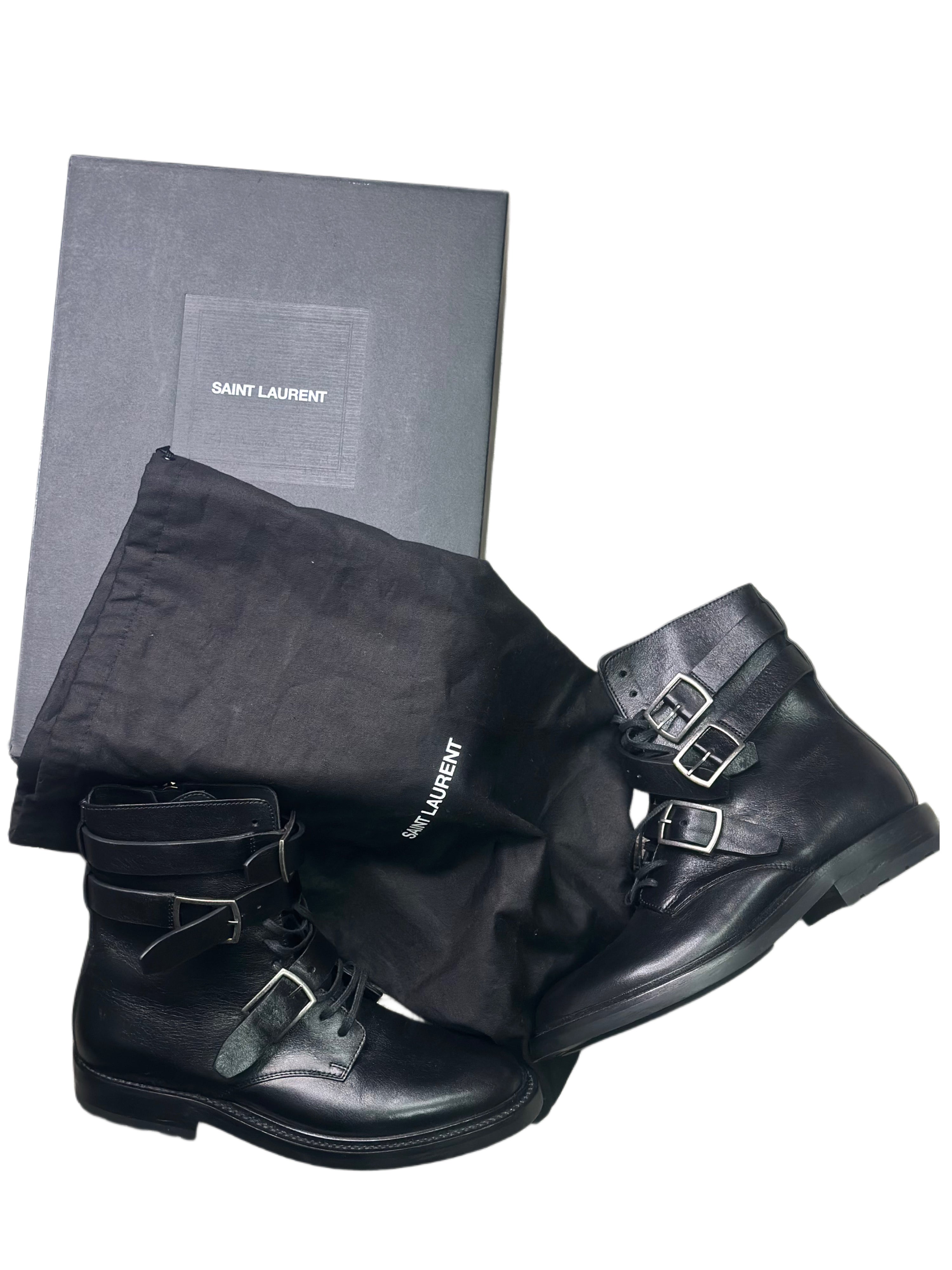 YSL Saint Laurent Leather Lace Up Boots – thankunext.us display picture 2