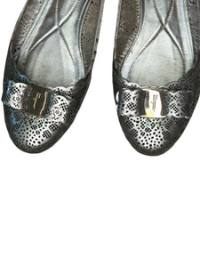 Salvatore Ferregamo Silver Ballet Flats