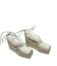 Load image into Gallery viewer, Bottega Veneta White Sporty Web Wedge Espadrilles Leather Crochet
