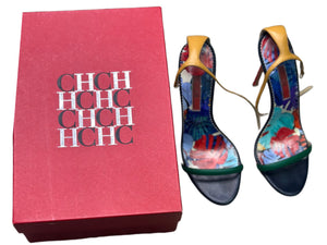 Carolina Herrera Leather Printed Sandal Heels