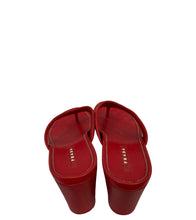 Load image into Gallery viewer, Prada Red Thong Leather Mule Wedge Sandal
