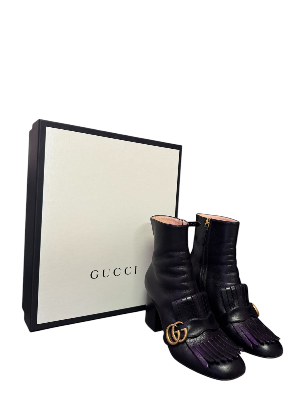 Gucci Double G Logo Leather Boots