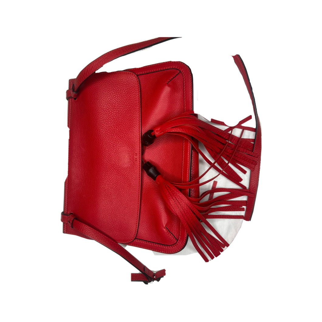 Gucci Red Medium Bamboo Daily Flap Shoulder Bag