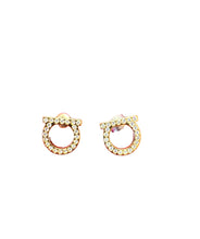 Load image into Gallery viewer, Ferragamo Gancini Gold Crystal Earrings
