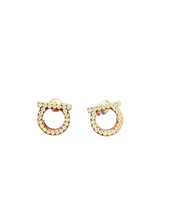 Ferragamo Gancini Gold Crystal Earrings