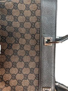 GUCCI Crystal Monogram Bucket Tote Brown