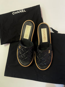 Chanel Black Slide Sandals