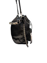 Load image into Gallery viewer, Prada Black Nylon Studded Bucket Bag
