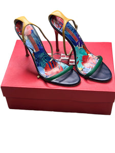 Carolina Herrera Leather Printed Sandal Heels