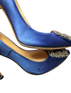 Manolo Blahnik Blue Satin Heels