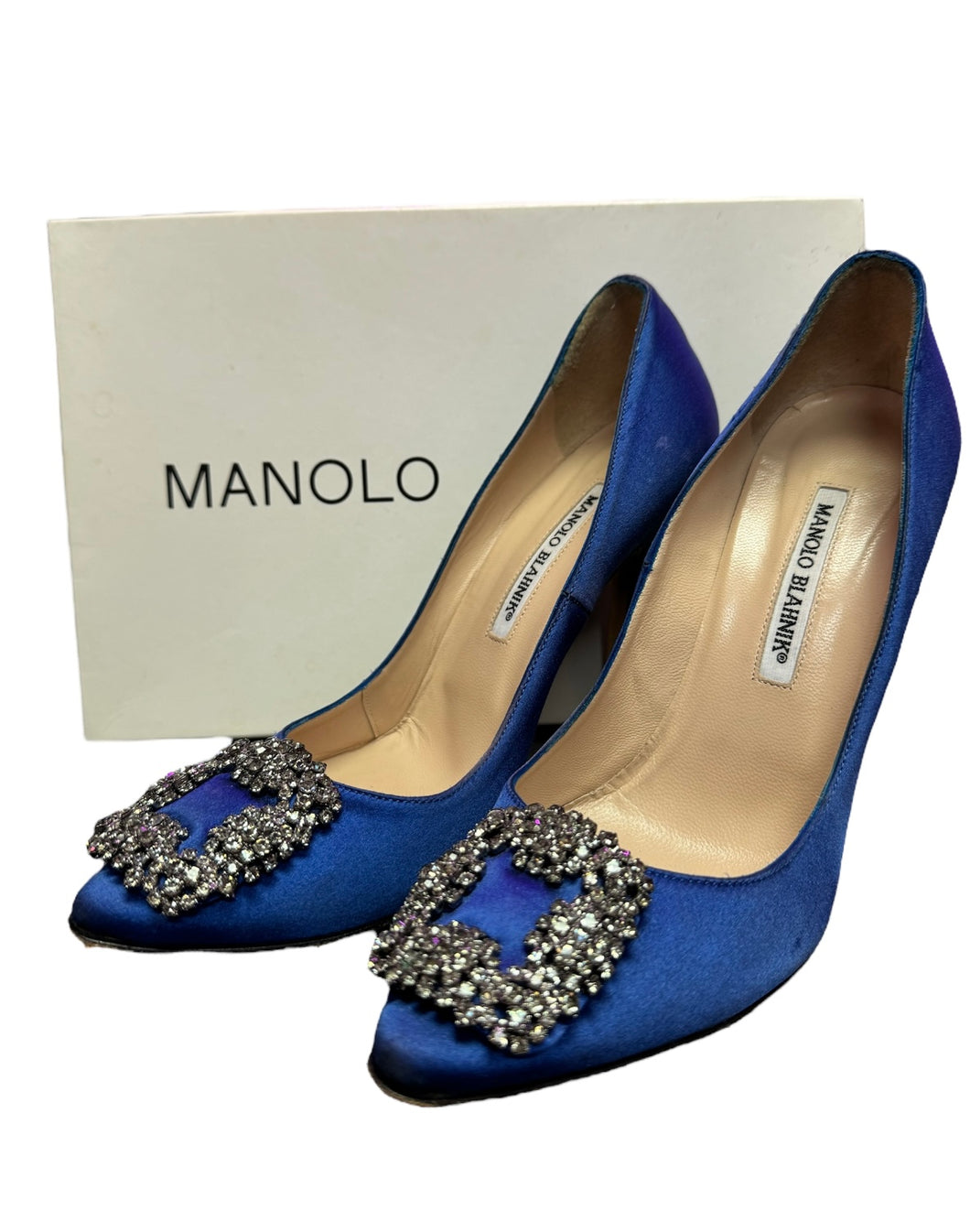 Manolo Blahnik Blue Satin Heels