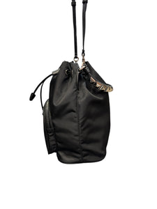 Prada Black Nylon Studded Bucket Bag