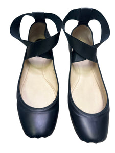 Chloé Strappy Square Toe Ballet Flats in Black Leather