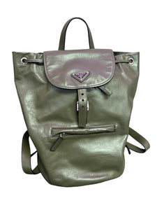 Prada Army Green Leather Backpack