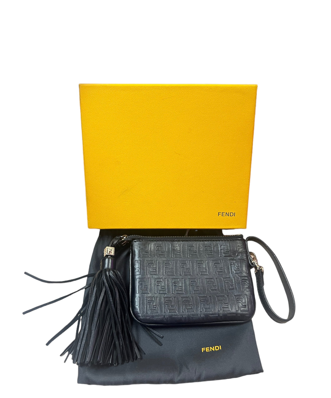 Fendi Black Nappa Leather Clutch