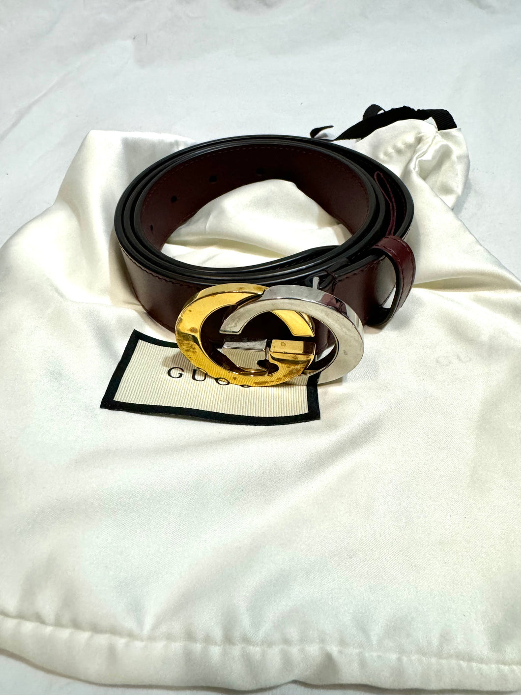 Gucci 2 toned wine belt