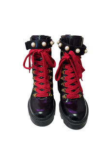 Gucci Faux Pearls Accents Ankle Boots