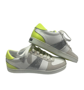 Jimmy Choo White/Silver/Neon Citron Teri Sneakers