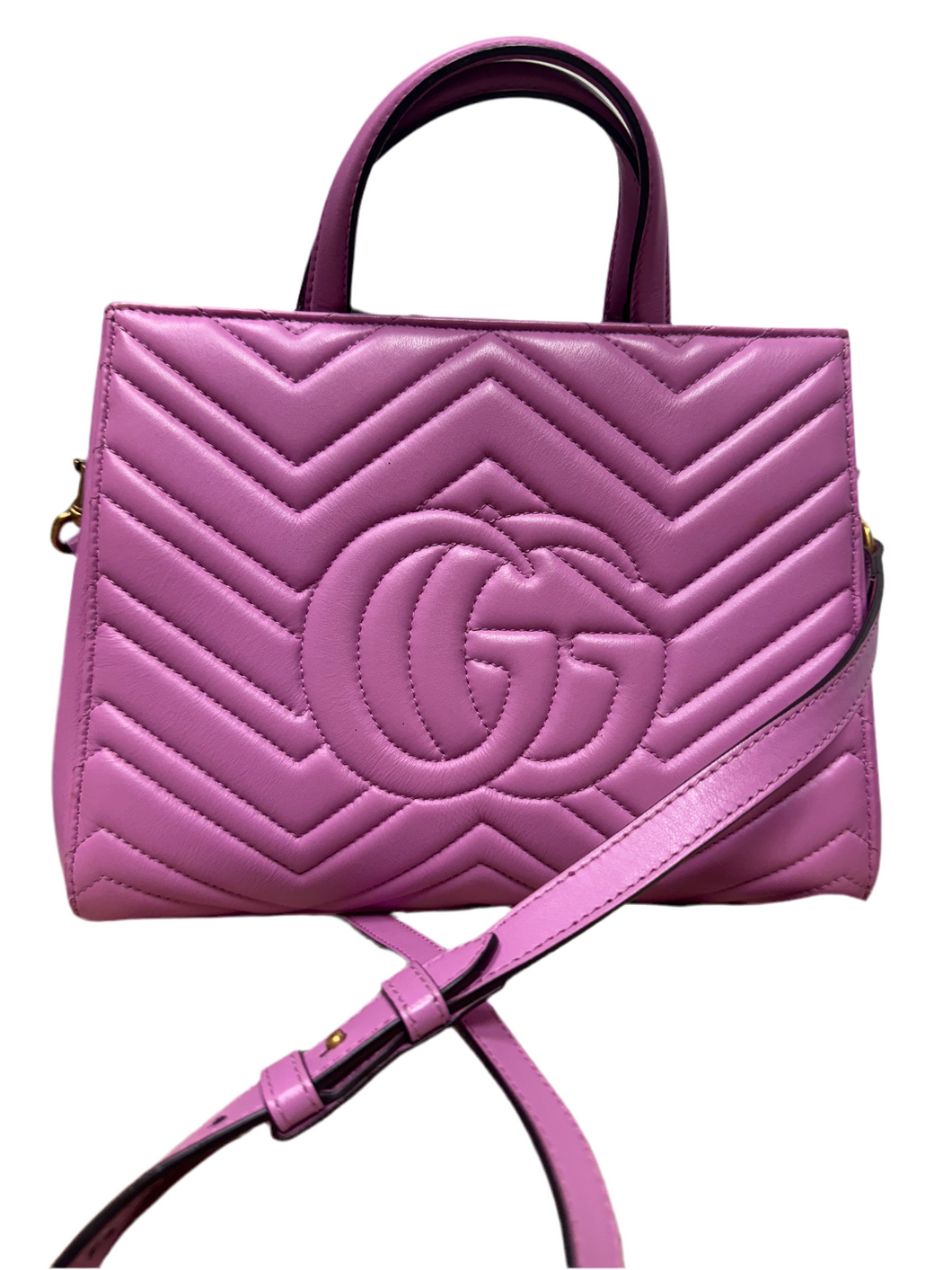 Gucci Gg marmont small top handle pink bag