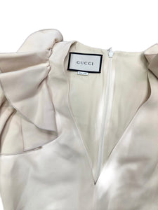 Gucci Long Sleeve Ruffle Dress W/Bow Belt