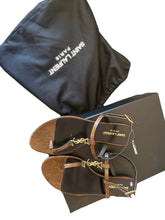 Load image into Gallery viewer, YSL Patent Leather Brown T-Strap Sandals
