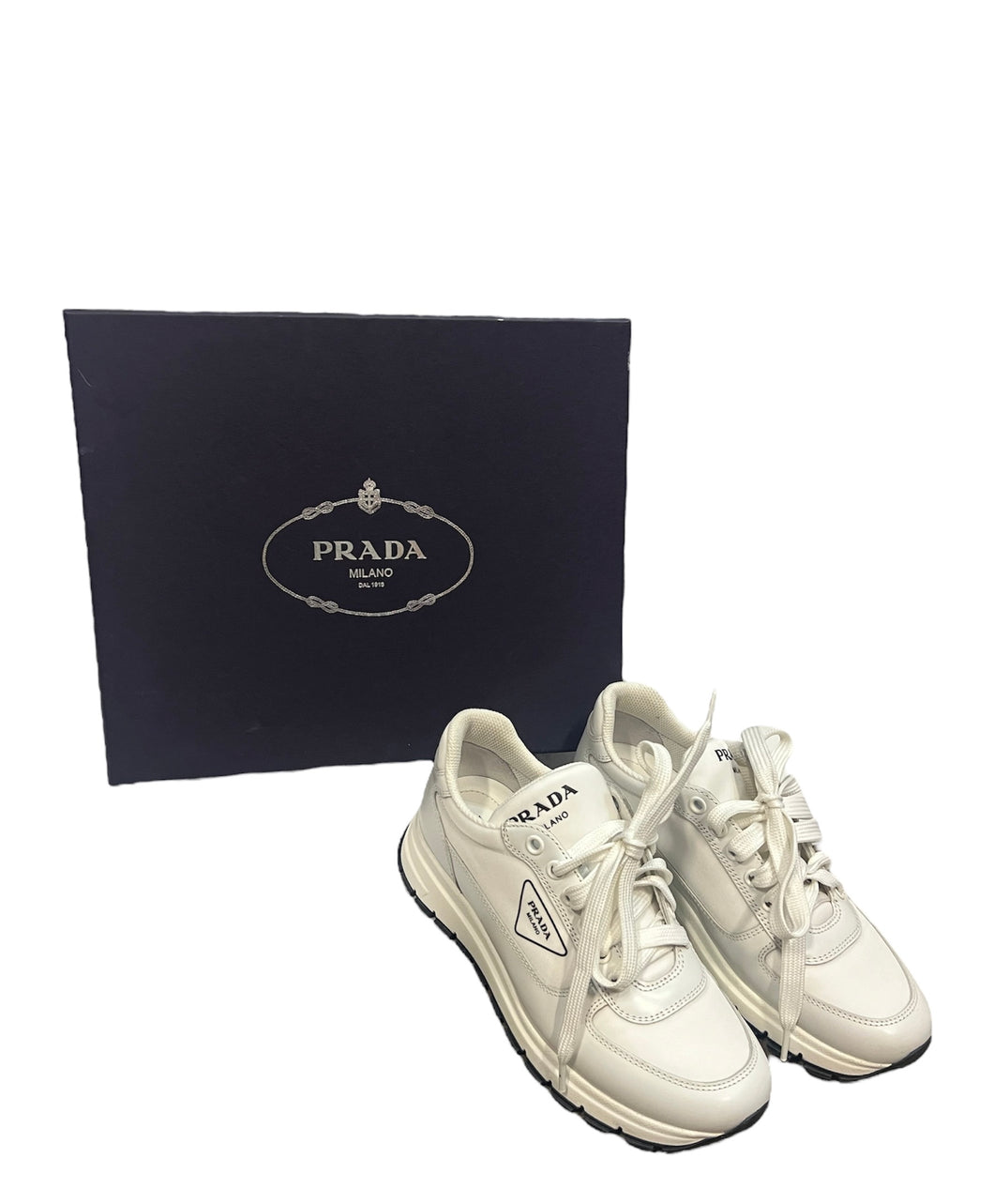 Prada Plain Logo White Sneakers