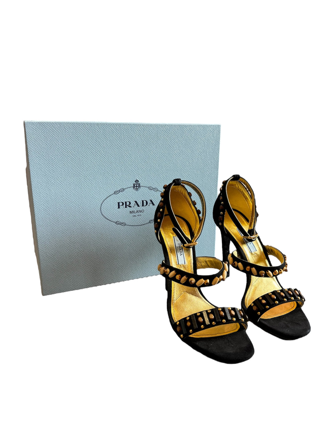 Prada Calzature Donna Black/Gold Heels