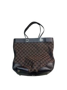 GUCCI Crystal Monogram Bucket Tote Brown
