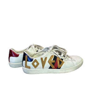 Gucci Ace Gold Loved White Sneakers