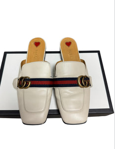 Gucci Peyton Double G White Mules