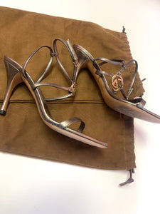 Gucci Silver Strappy Heels