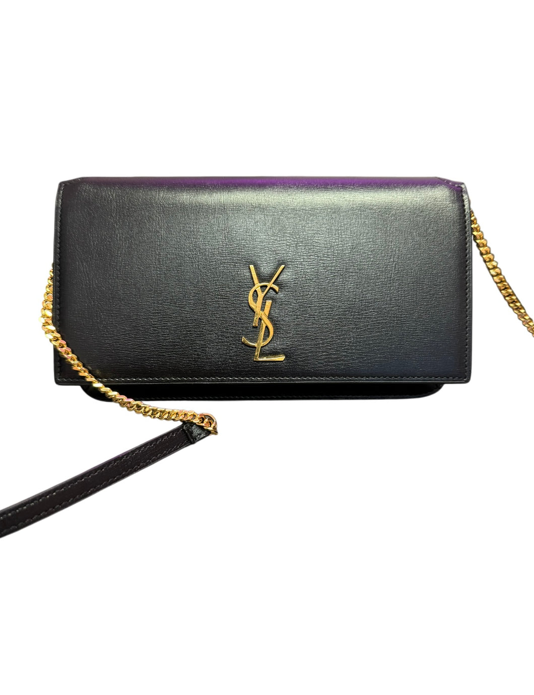 SAINT LAURENT Cassandre Black Leather Mini Wallet