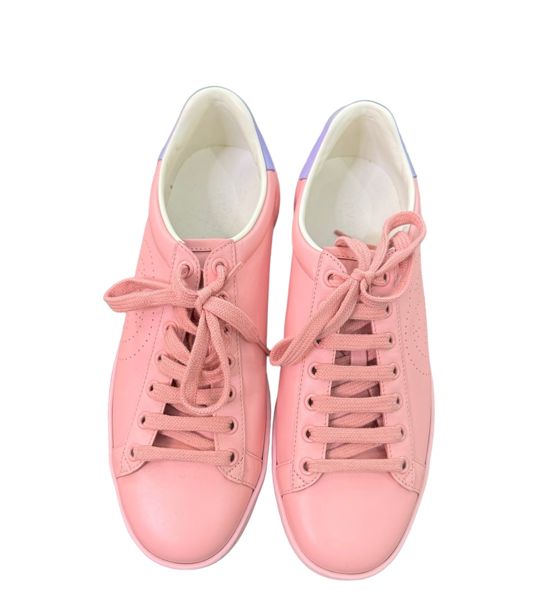 Gucci Ace Perforated Interlocking GG Logo Pink Women's Sneakers