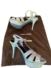 Load image into Gallery viewer, YSL Saint Laurent Tribute Blue Heels
