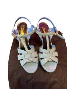 YSL Saint Laurent Tribute Blue Heels
