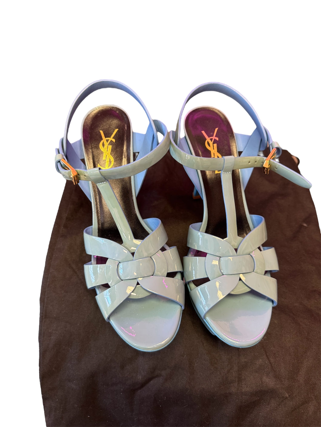 YSL Saint Laurent Tribute Blue Heels