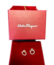 Load image into Gallery viewer, Ferragamo Gancini Gold Crystal Earrings
